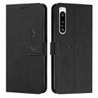 For Sony Xperia 5 IV Skin Feel Heart Embossed Leather Phone Case(Black) - 1