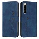 For Sony Xperia 5 IV Skin Feel Heart Embossed Leather Phone Case(Blue) - 1