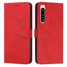 For Sony Xperia 5 IV Skin Feel Heart Embossed Leather Phone Case(Red) - 1