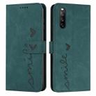 For Sony Xperia 10 IV Skin Feel Heart Embossed Leather Phone Case(Green) - 1