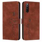 For Sony Xperia 10 IV Skin Feel Heart Embossed Leather Phone Case(Brown) - 1