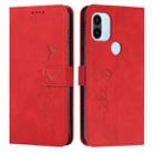 For Xiaomi Redmi A1+ Skin Feel Heart Embossed Leather Phone Case(Red) - 1
