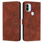 For Xiaomi Redmi A1+ Skin Feel Heart Embossed Leather Phone Case(Brown) - 1