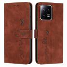 For Xiaomi 13 Skin Feel Heart Embossed Leather Phone Case(Brown) - 1