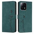 For Xiaomi 13 Pro Skin Feel Heart Embossed Leather Phone Case(Green) - 1