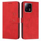 For Xiaomi 13 Pro Skin Feel Heart Embossed Leather Phone Case(Red) - 1