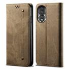 For Honor 80 Denim Texture Leather Phone Case(Khaki) - 1