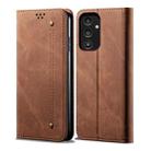 For Samsung Galaxy A14 5G Denim Texture Leather Phone Case(Brown) - 1