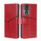 For Honor 80 Geometric Stitching Horizontal Flip Leather Phone Case(Red) - 1