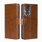 For Honor 80 Geometric Stitching Horizontal Flip Leather Phone Case(Light Brown) - 1