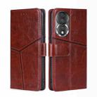 For Honor 80 Geometric Stitching Horizontal Flip Leather Phone Case(Dark Brown) - 1