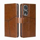 For Honor 80 Pro Geometric Stitching Horizontal Flip Leather Phone Case(Light Brown) - 1