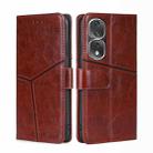 For Honor 80 Pro Geometric Stitching Horizontal Flip Leather Phone Case(Dark Brown) - 1