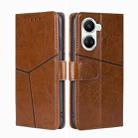 For Huawei nova 10 SE Geometric Stitching Horizontal Flip Leather Phone Case(Light Brown) - 1