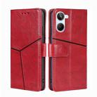 For Realme 10 4G Geometric Stitching Horizontal Flip Leather Phone Case(Red) - 1