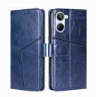 For Realme 10 4G Geometric Stitching Horizontal Flip Leather Phone Case(Blue) - 1