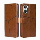For Realme 10 4G Geometric Stitching Horizontal Flip Leather Phone Case(Light Brown) - 1