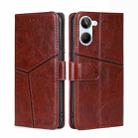 For Realme 10 4G Geometric Stitching Horizontal Flip Leather Phone Case(Dark Brown) - 1