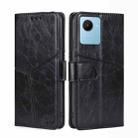 For Realme C30s Geometric Stitching Horizontal Flip Leather Phone Case(Black) - 1