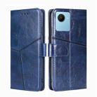 For Realme C30s Geometric Stitching Horizontal Flip Leather Phone Case(Blue) - 1