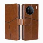 For vivo X90 Geometric Stitching Horizontal Flip Leather Phone Case(Light Brown) - 1