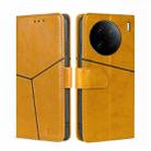 For vivo X90 Pro+ Geometric Stitching Horizontal Flip Leather Phone Case(Yellow) - 1