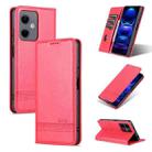 For Xiaomi Redmi Note 12 China AZNS Magnetic Calf Texture Leather Phone Case(Red) - 1