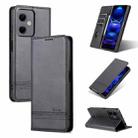 For Xiaomi Redmi Note 12 China AZNS Magnetic Calf Texture Leather Phone Case(Black) - 1