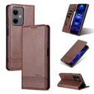 For Xiaomi Redmi Note 12 China AZNS Magnetic Calf Texture Leather Phone Case(Dark Brown) - 1