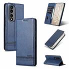 For Honor 80 Pro AZNS Magnetic Calf Texture Leather Phone Case(Dark Blue) - 1