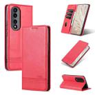 For Honor 80 AZNS Magnetic Calf Texture Leather Phone Case(Red) - 1