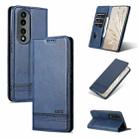 For Honor 80 AZNS Magnetic Calf Texture Leather Phone Case(Dark Blue) - 1