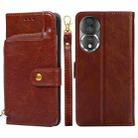 For Honor 80 Zipper Bag Leather Phone Case(Brown) - 1