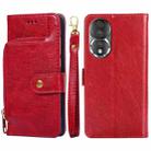 For Honor 80 Zipper Bag Leather Phone Case(Red) - 1