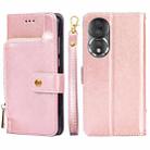 For Honor 80 Zipper Bag Leather Phone Case(Rose Gold) - 1