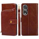 For Honor 80 Pro Zipper Bag Leather Phone Case(Brown) - 1