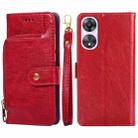 For OPPO A58 5G Zipper Bag Leather Phone Case(Red) - 1