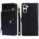 For Realme 10 4G Zipper Bag Leather Phone Case(Black) - 1