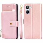 For Realme 10 4G Zipper Bag Leather Phone Case(Rose Gold) - 1