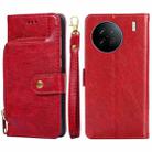 For vivo X90 Zipper Bag Leather Phone Case(Red) - 1