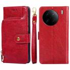 For vivo X90 Pro+ Zipper Bag Leather Phone Case(Red) - 1