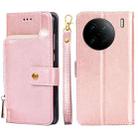 For vivo X90 Pro+ Zipper Bag Leather Phone Case(Rose Gold) - 1