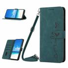 For OPPO A17 Skin Feel Heart Embossed Leather Phone Case with Lanyard(Green) - 1