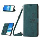 For Realme 10 Pro Skin Feel Heart Embossed Leather Phone Case with Lanyard(Green) - 1