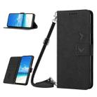 For Sony Xperia 1 IV Skin Feel Heart Embossed Leather Phone Case with Lanyard(Black) - 1