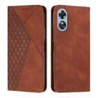 For OPPO A17 Diamond Splicing Skin Feel Magnetic Leather Phone Case(Brown) - 1