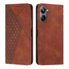 For Realme 10 4G Diamond Splicing Skin Feel Magnetic Leather Phone Case(Brown) - 1