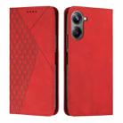 For Realme 10 4G Diamond Splicing Skin Feel Magnetic Leather Phone Case(Red) - 1