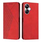 For Realme 10 Pro+ Diamond Splicing Skin Feel Magnetic Leather Phone Case(Red) - 1