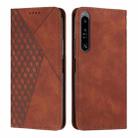 For Sony Xperia 1 IV Diamond Splicing Skin Feel Magnetic Leather Phone Case(Brown) - 1